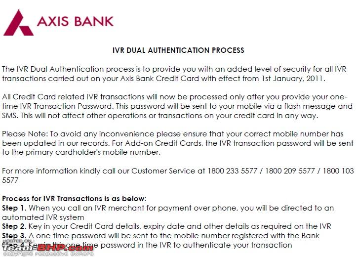 credit card number 2011. In case of Axis Bank credit