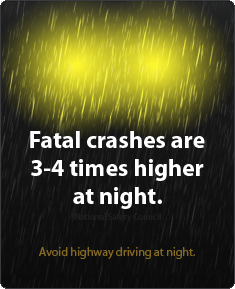 Fatal crashes are 2-3 times more likely at night