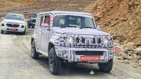 5-door Maruti Jimny spied in Leh alongside Grand Vitara & Thar 