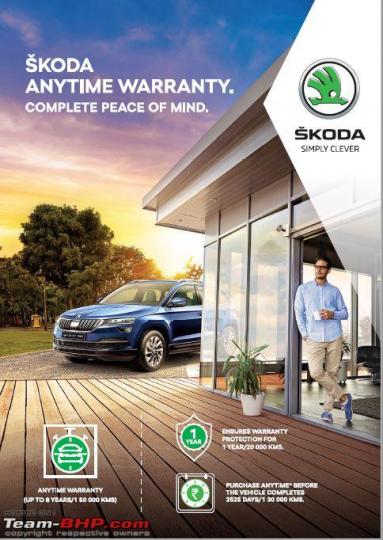 Skoda India offers anytime warranty up to 8 years / 1.5L kms 