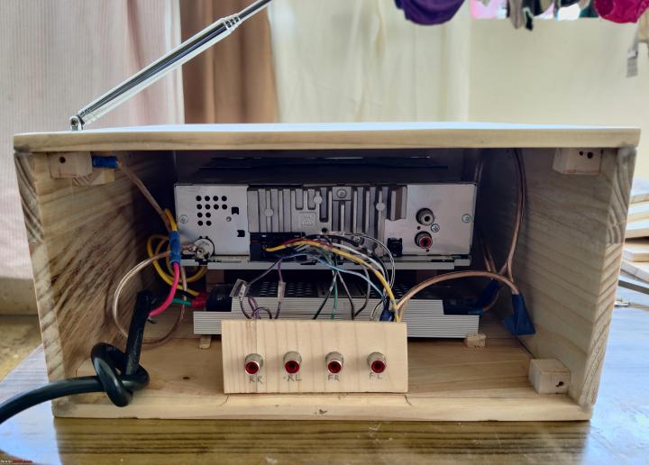 DIY: Convert car audio system into wooden home audio system 