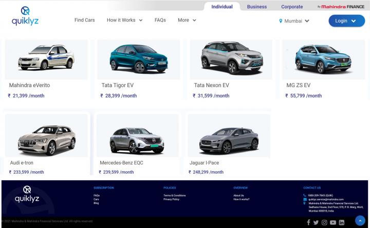 Quicklyz EV subscription service: widest range from Rs 21,399 