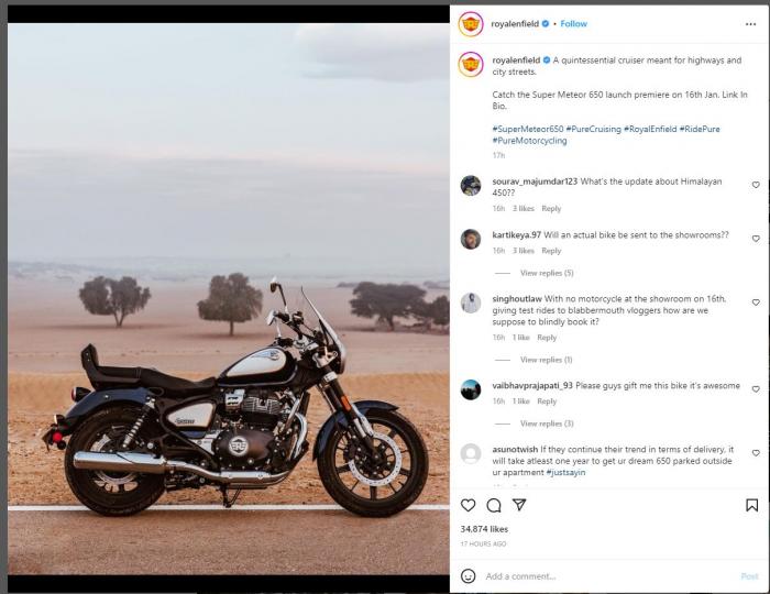 Royal Enfield Super Meteor 650 price announcement on January 16 