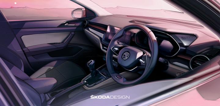 Skoda Slavia interior revealed through design sketch 