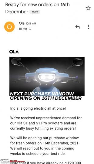 Ola Electric to reopen bookings on December 16 