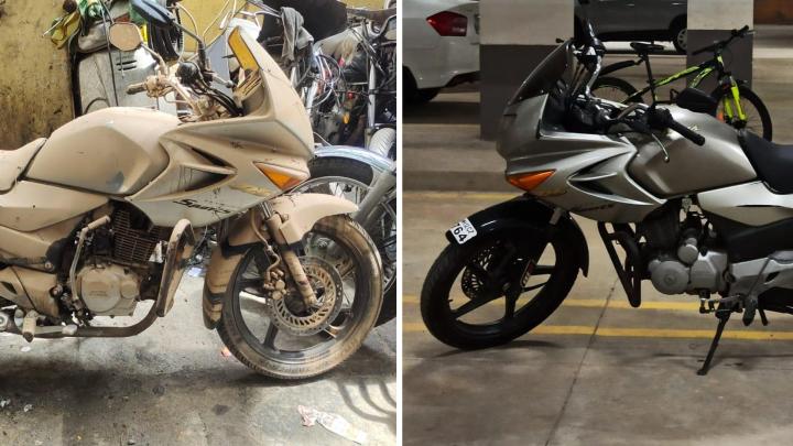 Flood-damaged Hero Karizma: Restored it to brand new for just Rs 14,230 