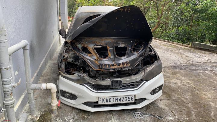 My 1-month-old Honda City catches fire, is destroyed 