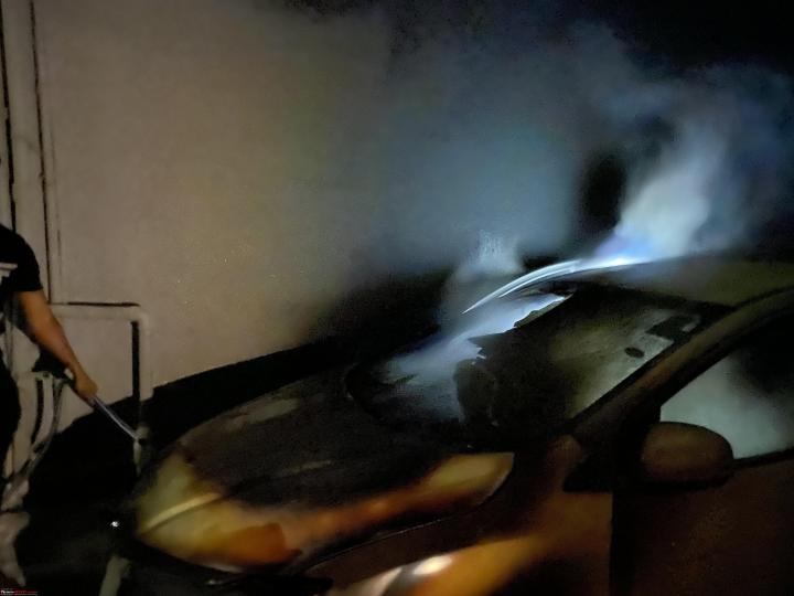 My 1-month-old Honda City catches fire, is destroyed 