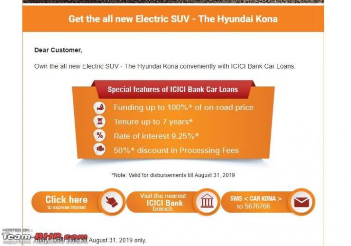 ICICI offers zero downpayment 7-year loan on Hyundai Kona 
