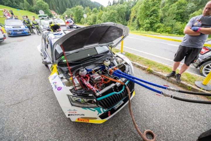 All-electric Skoda rally car takes podium 