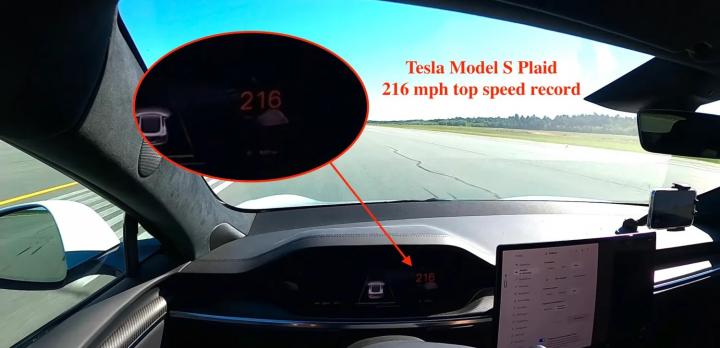 Tesla Model S Plaid reaches a top speed of 216 mph 