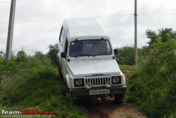 Some Snaps of off-road fun in My Old Gypsy-2004-2005-45-degree-slope-off-main-road-swamp.jpg