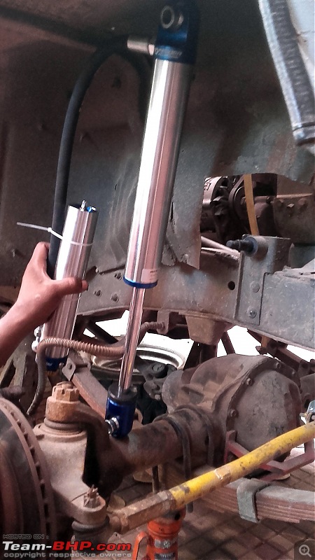 Installing Remote Reservoir Shock Absorbers in a Mahindra Jeep-above-axle-front.jpg