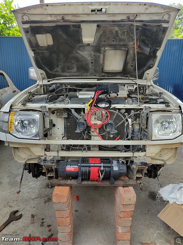 Winch Install on a Mitsubishi Pajero SFX-taking-measurements.jpg