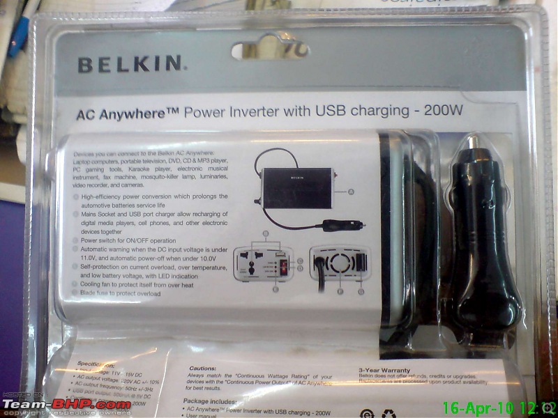 Car Battery to 220V AC convertor / inverter for charging laptop etc-belkink150.jpg