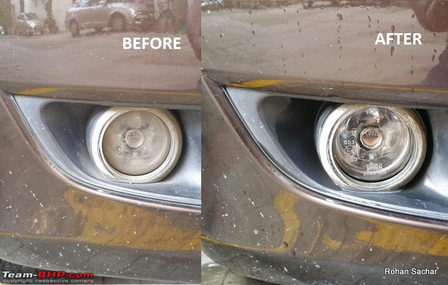 DIY Headlight restoration using toothpaste Team BHP