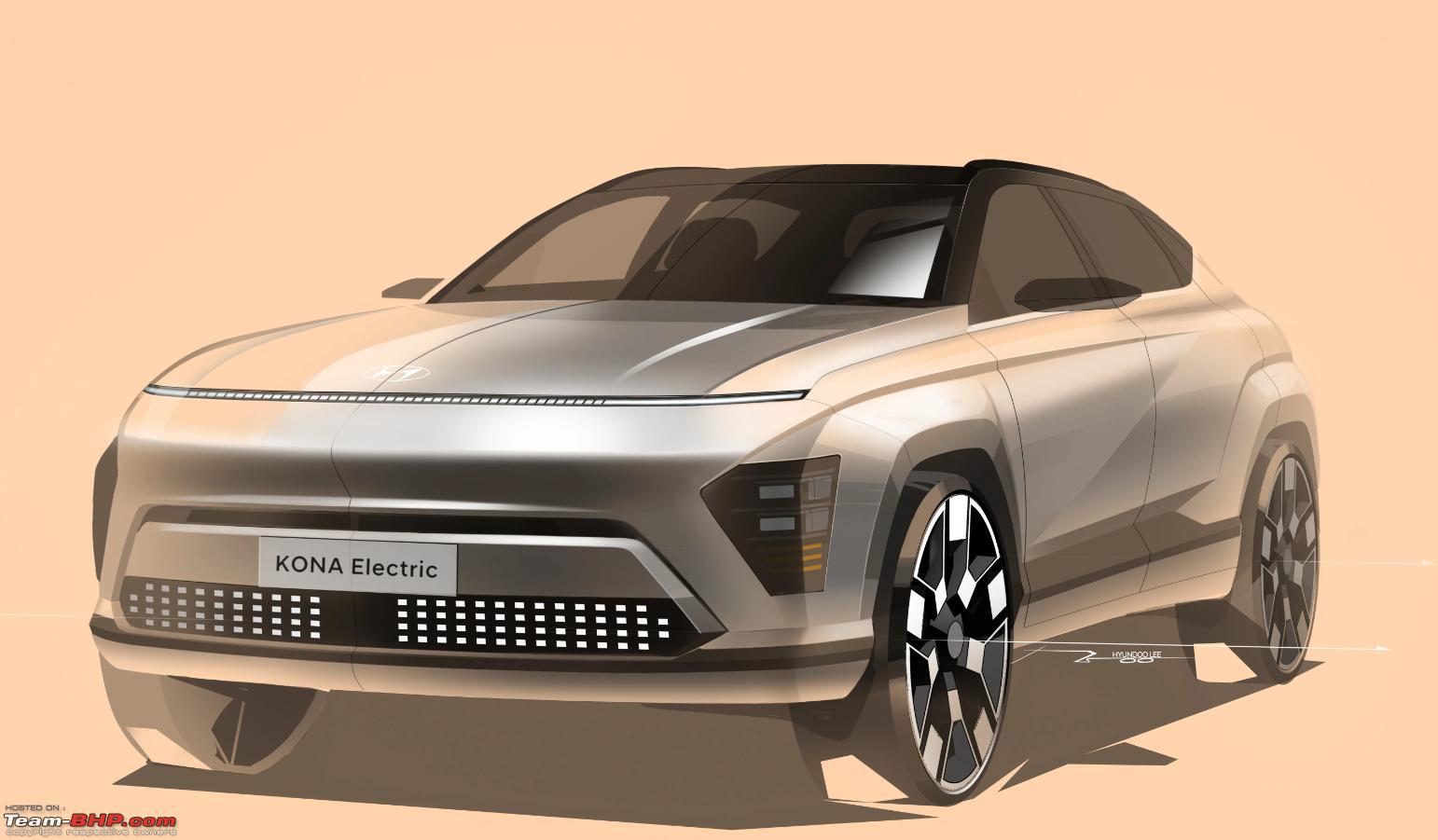 Nextgen 2024 Hyundai Kona Electric design unveiled TeamBHP