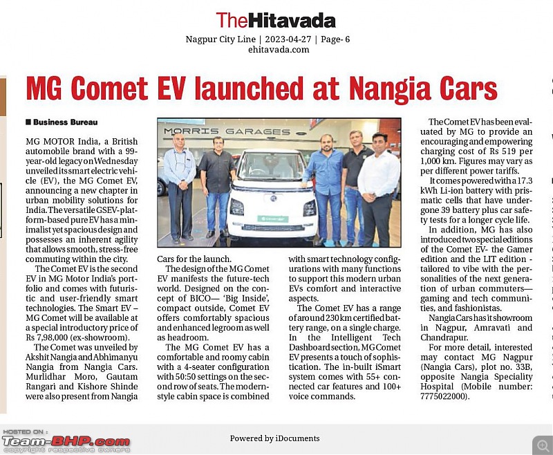 MG Motors to launch an EV at Rs 10 to 15 lakh by end of next fiscal. EDIT: Named Comet EV-nagpur-city-line_20230427-1.jpeg