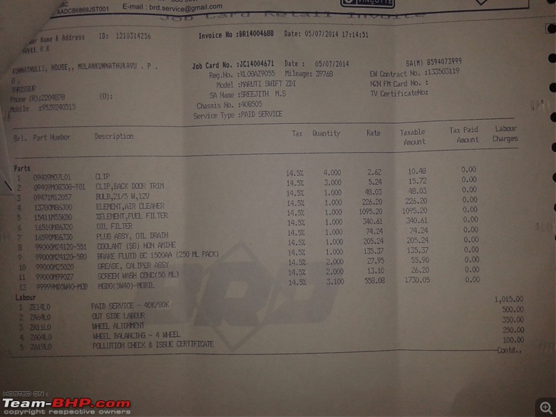 Maruti Service is cheap - A myth!-20140705_175506.jpg