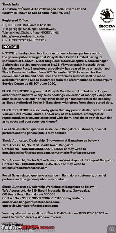 Pathetic Skoda dealer - Vinayak Skoda (Bangalore) - shuts down-1577976995182.jpg