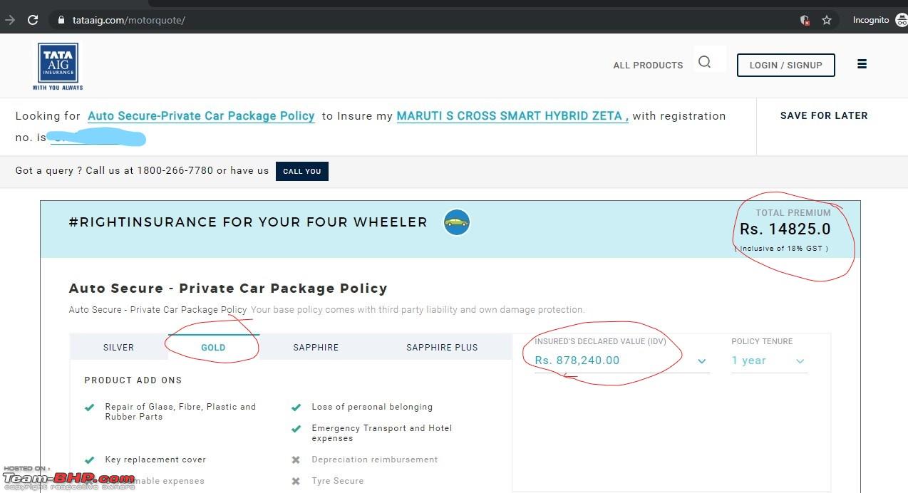 Tata-AIG insurance quote; trying to fleece customers! - Team-BHP