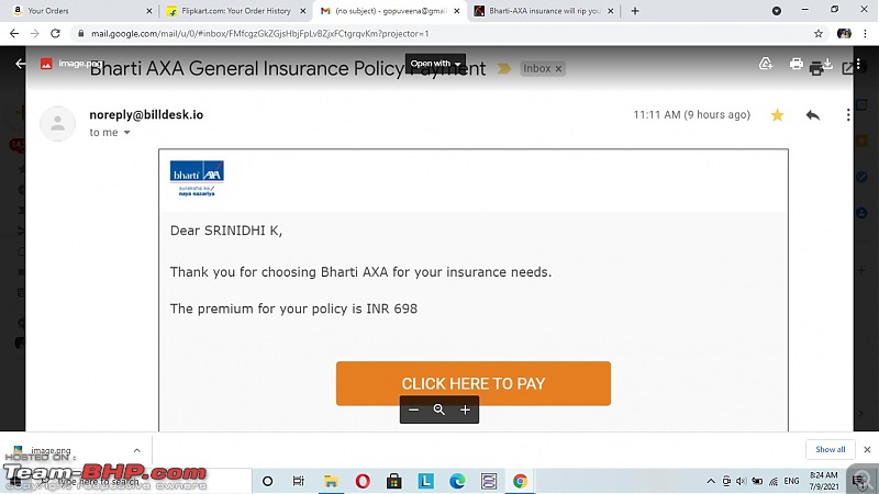 Bharti-AXA insurance will rip you off on your NCB | Shady practices-sri-pay.jpg