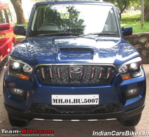 2014 Mahindra Scorpio Facelift (W105). EDIT: Now launched at Rs. 7.98 lakhs-2014mahindrascorpiobluefront.jpg