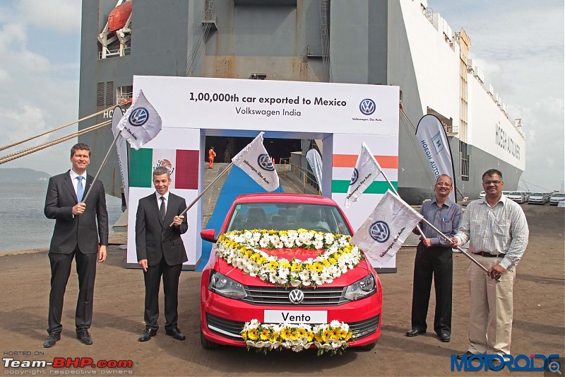 Volkswagen India's exports to Mexico cross 1 lakh units-volkswagenflagsoffthe100000thcartomexico1.jpg