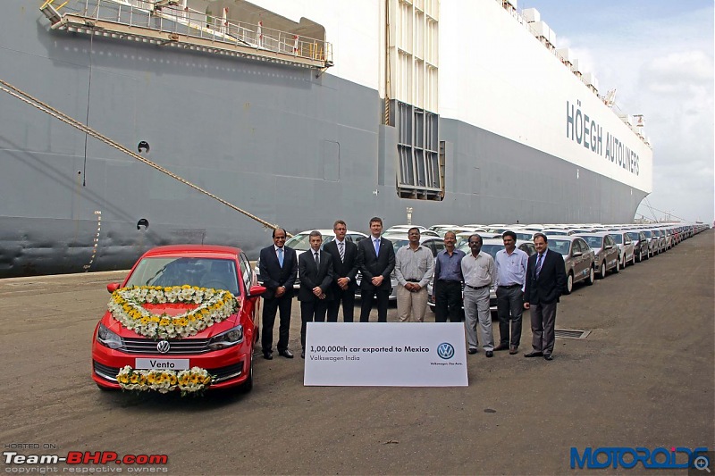 Volkswagen India's exports to Mexico cross 1 lakh units-volkswagenflagsoffthe100000thcartomexico2.jpg