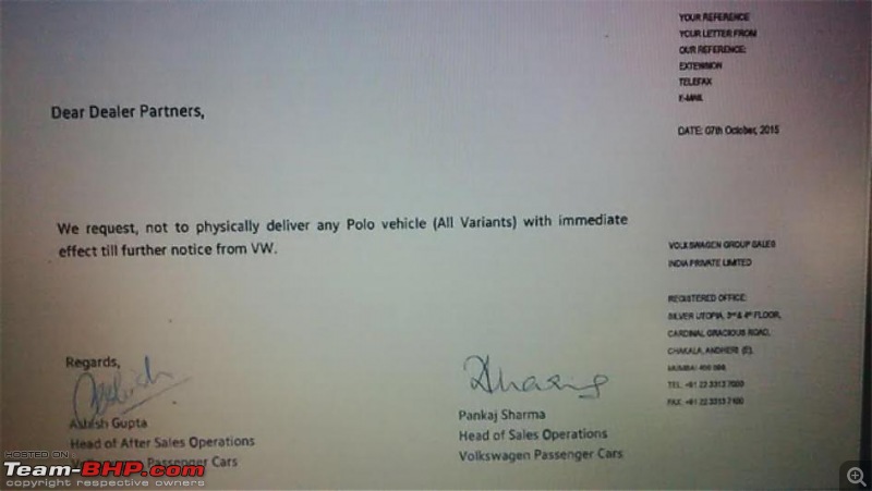 VW directs dealers to stop physical delivery of Polo! EDIT: It's a handbrake issue-pololetter.jpg