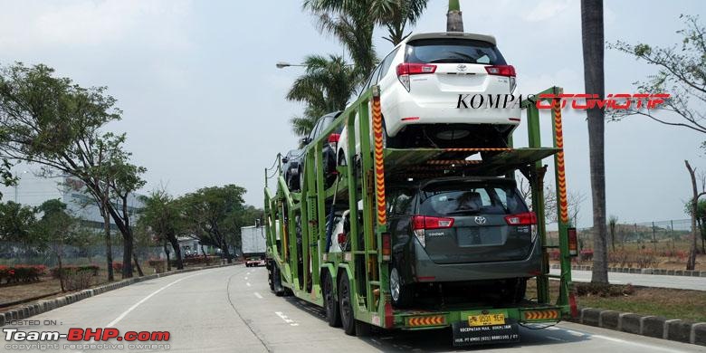 SCOOP! 2016 Toyota Innova spotted testing in Bangalore. More pics on page 7-2016toyotainnovarearonavehiclecarrier.jpg