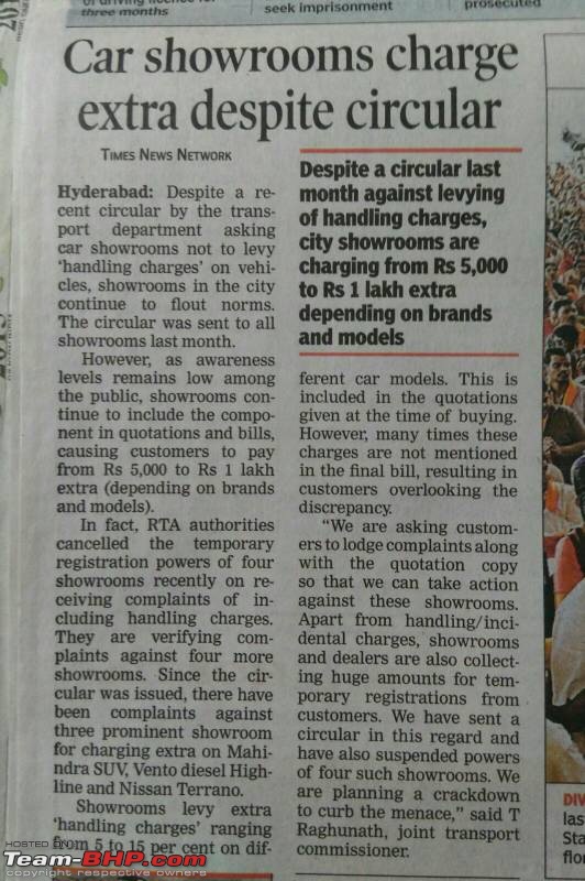 Delhi Transport Dept tells Dealers to stop "Handling Charges" SCAM. EDIT: Telangana and Kerala too-1455352404849.jpg