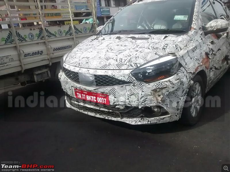 Tata Tiago-based compact sedan. EDIT: Tigor launched at Rs 4.7 lakhs-tatakite5compactsedanfrontspiedontestsaheadoffestiveseasonlaunch.jpg