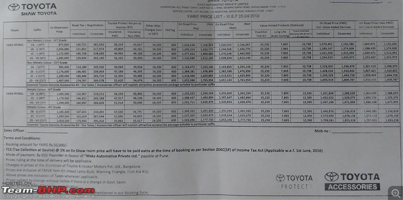 The Toyota Yaris. EDIT: Prices start at Rs. 8.75 lakh-yaris_pune_pricelist.jpg