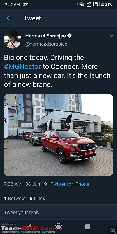 MG India's first SUV named Hector. Edit: Launched @ 12.18L-screenshot_20190608074252.png