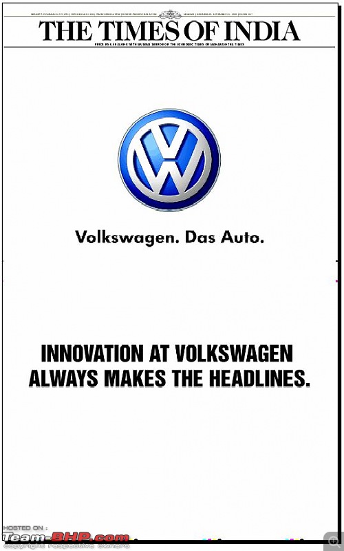 Times of India? Nope, VW of India. EDIT: Vibrating ad on 11 Sept 2012 (Pg 26)-toi.jpg