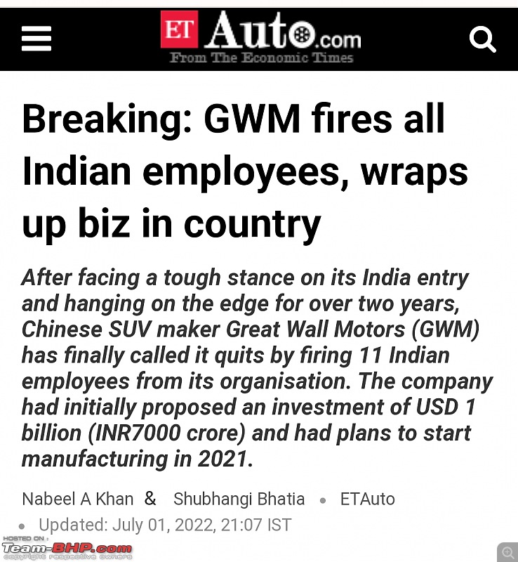 China-based Great Wall Motors to enter India by 2021-22. EDIT: Quits even before starting-screenshot_2022070122252095_40deb401b9ffe8e1df2f1cc5ba480b12.jpg
