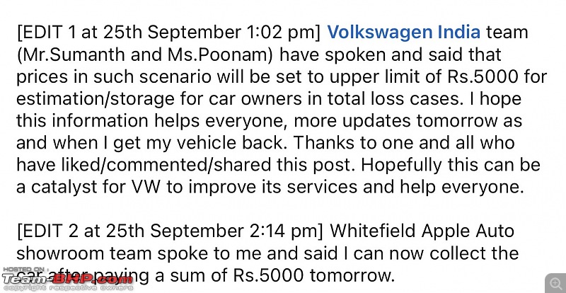 VW Whitefield charges Rs.45000 for estimate | Quotes 22-lakhs to repair flood-damaged VW Polo-20220926_080543.jpg