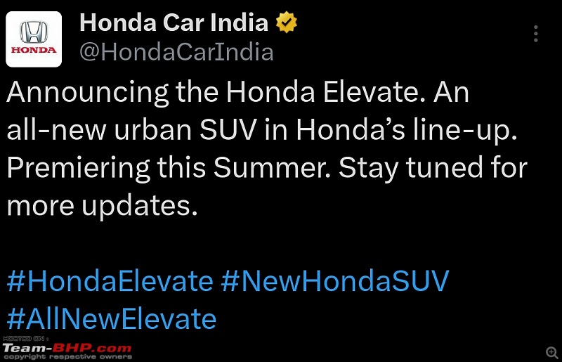 Honda's new SUV for India | EDIT: Named Elevate-smartselect_20230503123615_twitter.jpg