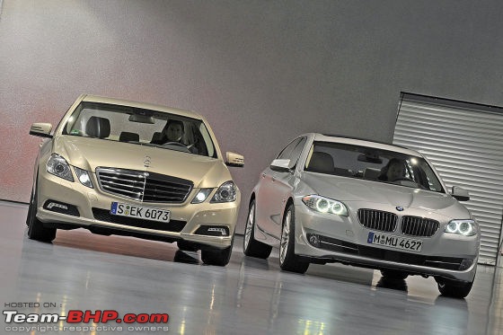 2009 Mercedes Benz E350 cdi Avantgarde (w212) vs 2010 BMW 530d (f10)-535i-vs-e350-front.jpg
