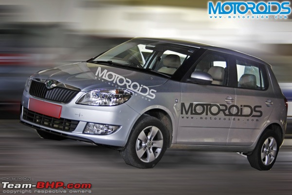 Facelifted Skoda Fabia on its way to india. EDIT: Now Launched, Details from Pg.7-2010skodafabiafaceliftfrontthreequarterstaticscoop.jpg