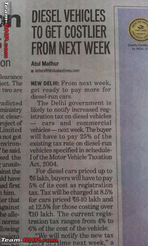 25% additional tax on diesel vehicles in Delhi-tax.jpg