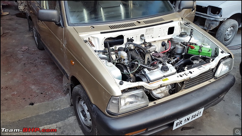 The love of my life - A 2000 Maruti 800 DX 5-Speed. EDIT: Gets export model features on Pg 27-2-days-without-hood.jpg