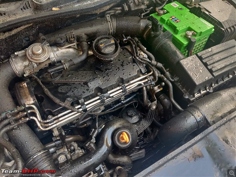 Our first tryst with Volkswagen | Ownership Review of our MK5 VW Jetta-engine-bay-degreasing.jpg