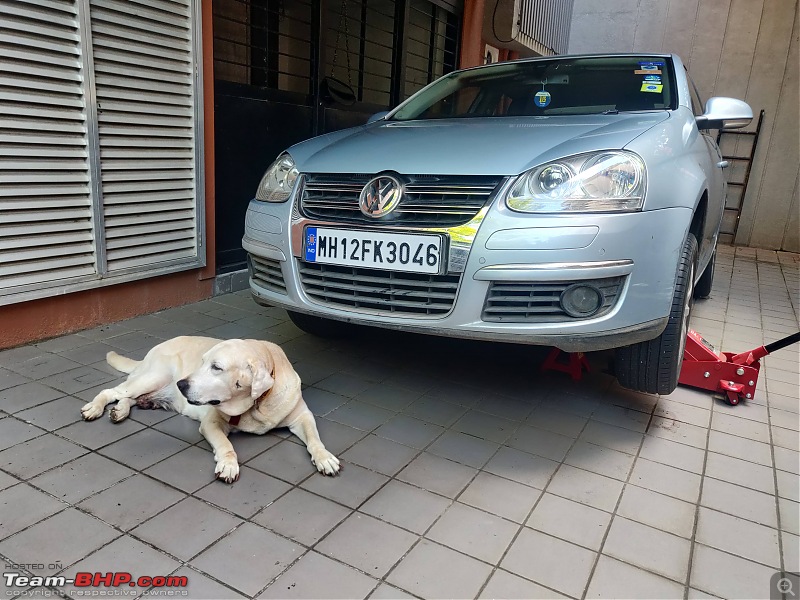 Our first tryst with Volkswagen | Ownership Review of our MK5 VW Jetta-kuki-supervising-car.jpg