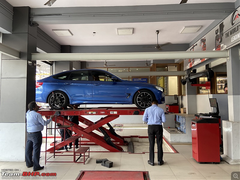 A GT joins a GT - Estoril Blue BMW 330i GT M-Sport comes home-wheel-alignment.jpg