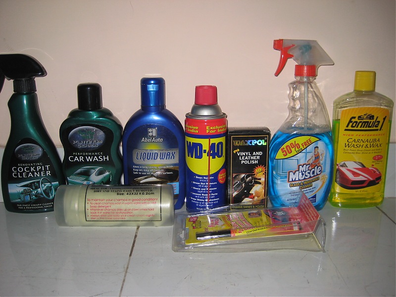 My White Maruti Swift VDi (ABS)-car-cleaning-products.jpg