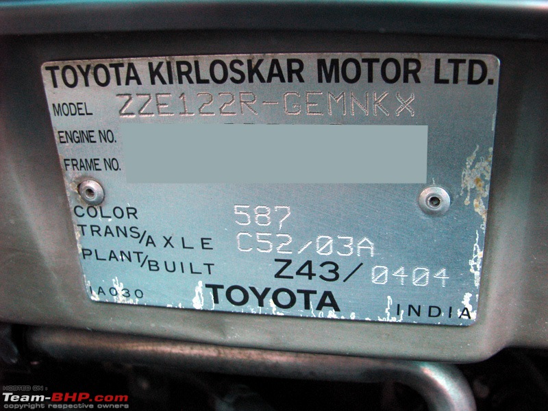 Toyota Corolla 2004 - Long Term Ownership Report 55,000 KM-53-engine-vin.jpg