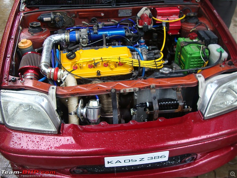 Turbocharged Maruti Esteem - The 13-second Maroon Owl-engine-bay-front.jpg