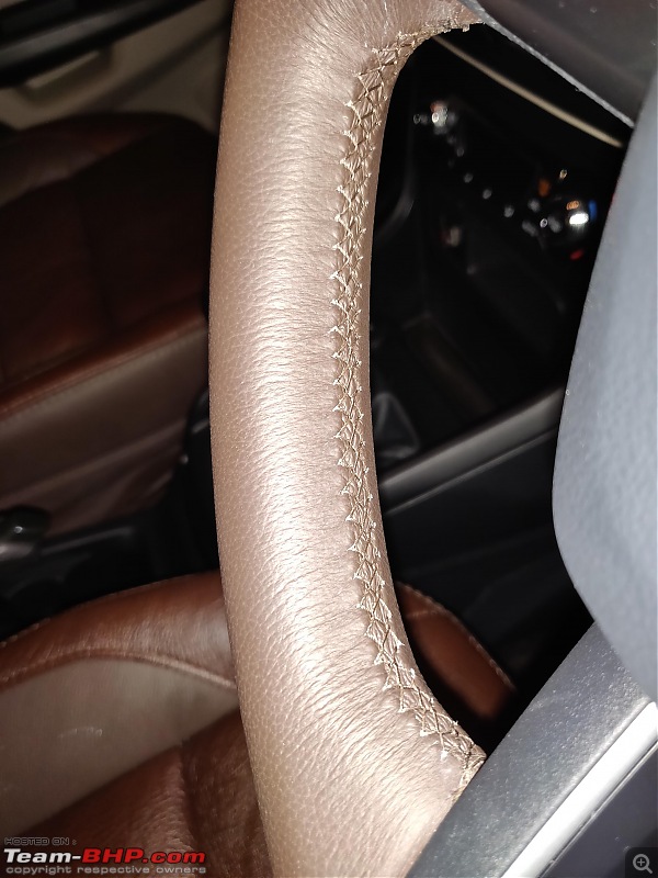 Ford EcoSport: Seat covers installed by Orchis, Mumbai-steering-stiching.jpg